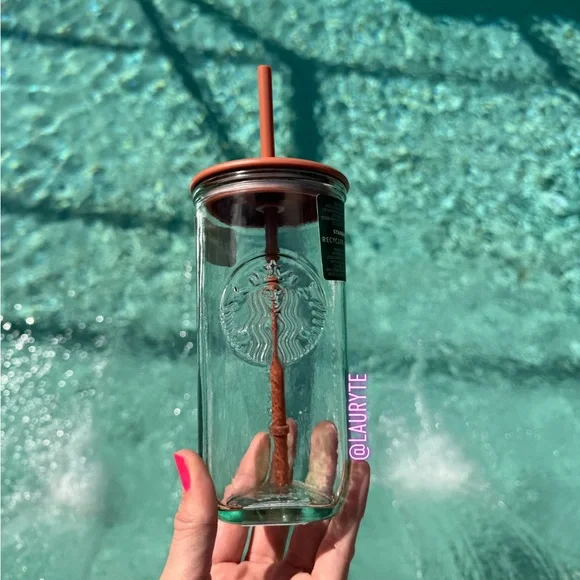 Starbucks 2024 Terracotta Brown Orange Recycled Triangle Glass Tumbler - Picture 3 of 11